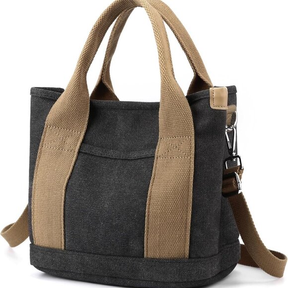 Small Tote Bag with Zipper Tote Bag for Women Canvas Crossbody Bag Shoulder Bag - Picture 1 of 7